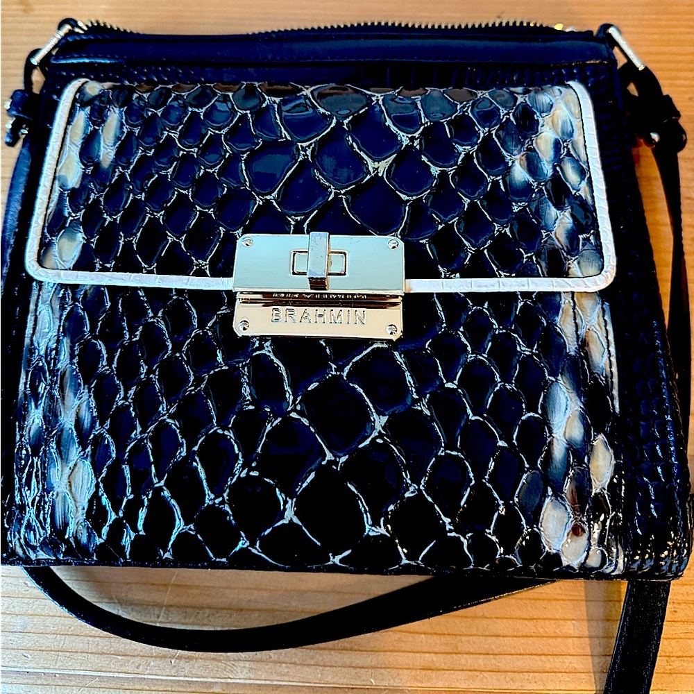 Brahmin MIMOSA  Black and Cream Crossbody Bag